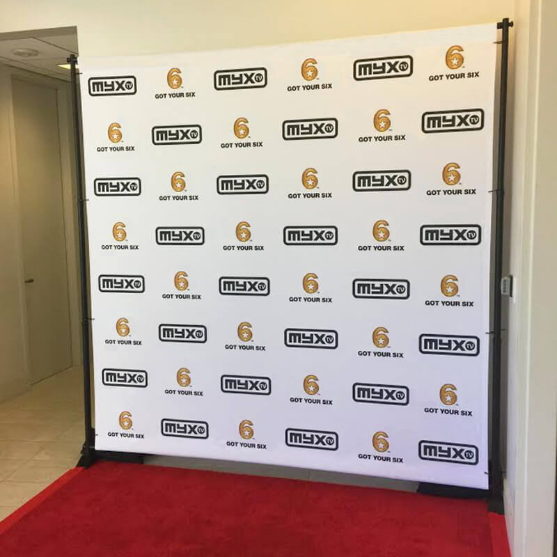 8x8 Ft CUSTOM Full Color FABRIC Step and Repeat Backdrop Banner Print Stand 