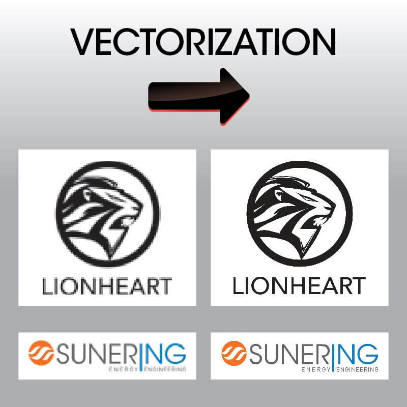 Vectorization - we can help turn your pixelated logos into crisp, sharp, high-resolution logos that print great at any size.