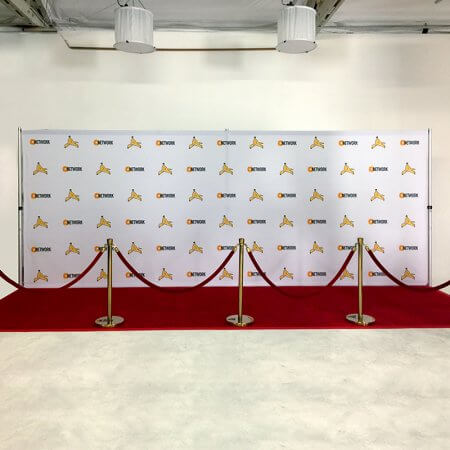 A long, colorful step and repeat