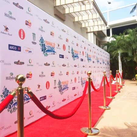 A huge, 8 by 44 foot Media Wall for Party Pix Hawaii
