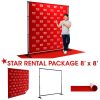 8' x 8' Star Rental package includes: Backdrop, telescoping stand and red carpet.