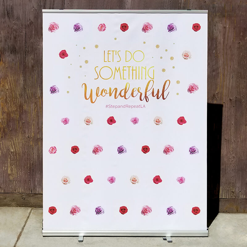 A beautifully colorful design for a retractable backdrop!