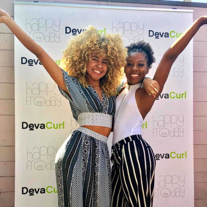 A retractable backdrop for DevaCurl's product launch party