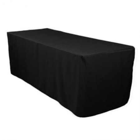 Black fitted tablecloth skirt rental in LA