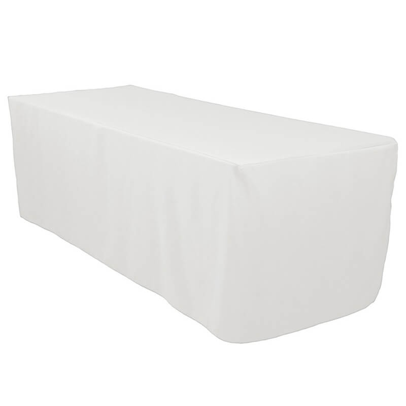 White fitted tablecloth skirt rental in LA