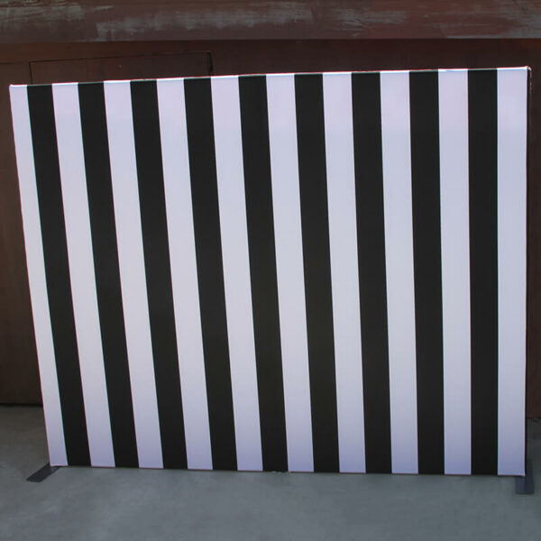 Black striped double sided fabric stretch display