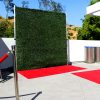 8' x 8' Hedge roll on pipe and base stand with red carpet.