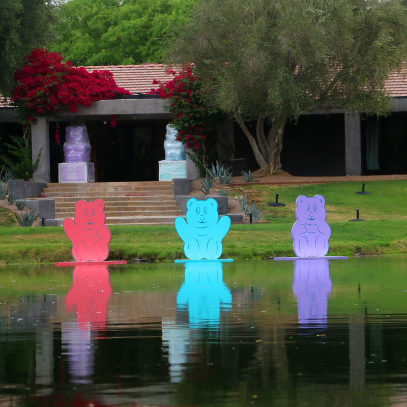 We fabricated these SugarBearHair pool floats to go in the lake at the 2019 Coachella.