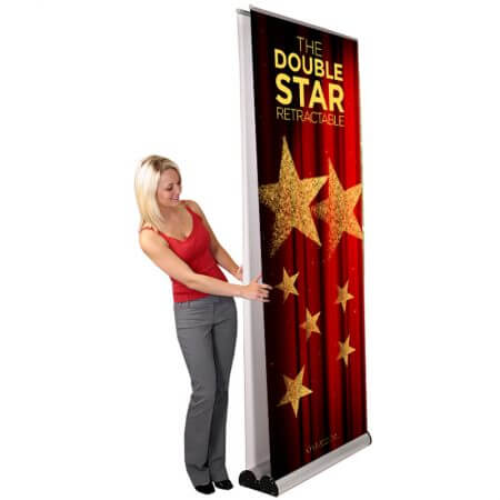 double sided retractable banner stand