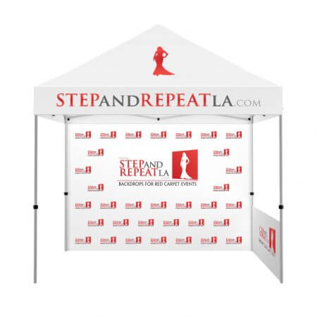 Custom prints on your 10' standard Zoom popup tent! Great for tradshows!