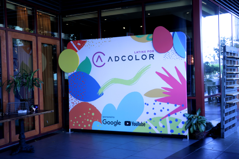 10' fabric stretch display with custom cut shapes for Adcolors inaugural Latinx Dinner sponsored & hosted by Google