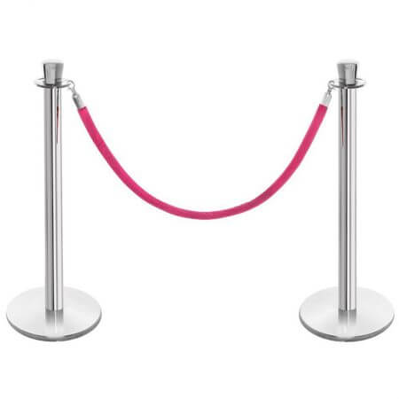 Pink velvet rope with two stanchions