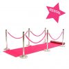 Pretty in pink add on rental package. Pink carpet, stanchions and pink ropes inculded.