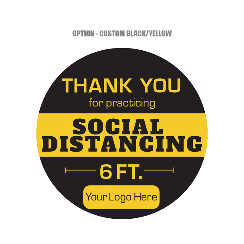Yellow Social Distancing 4 Pack Circle Floor Stickers 
