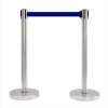 blue retractable stainless steel stanchion