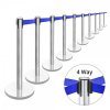 brushed stainless steel blue retractable belt barriers